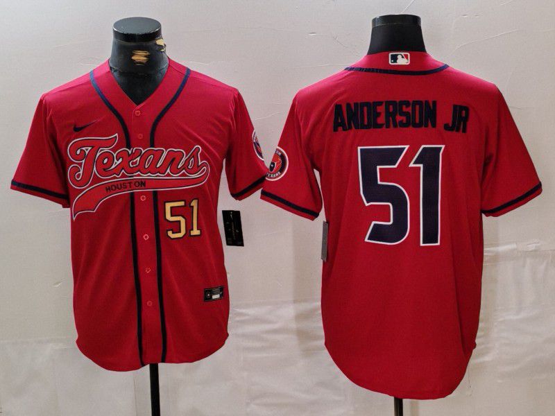 Men Houston Texans 51 Anderson Jr Red Joint Name 2024 Nike Limited NFL Jersey style 2